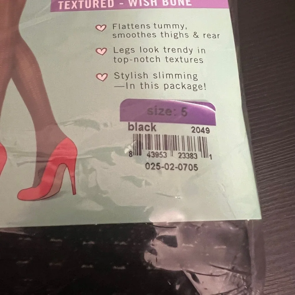 NEW Spanx by Sara Blakely Textured Wishbone Shaping Tights Black Size 5 NWT